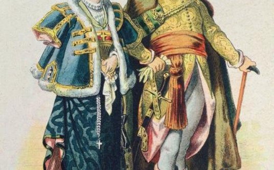 Stroje typowe dla polskiej szlachty w XVII stuleciu (rysunek z 1885 r.)