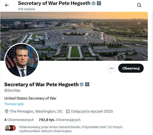 Profil Pete'a Gegsetha na X