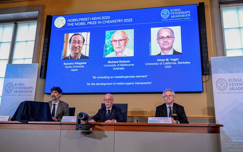 Laureatami Nagrody Nobla z chemii 2025 zostali Susumu Kitagawa, Richard Robson i Omar M. Yaghi