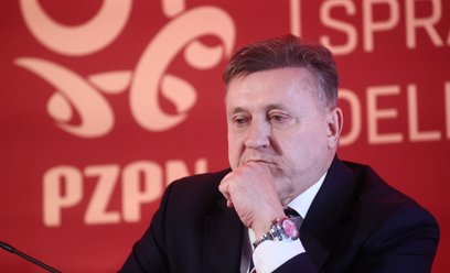 Prezes Polskiego Związku Piłki Nożnej Cezary Kulesza podczas obrad Walnego Zgromadzenia Sprawozdawcz