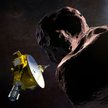 Ilustracja statku kosmicznego New Horizons NASA napotykającego 2014 MU69 - Ultima Thule