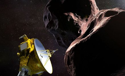 Ilustracja statku kosmicznego New Horizons NASA napotykającego 2014 MU69 - Ultima Thule