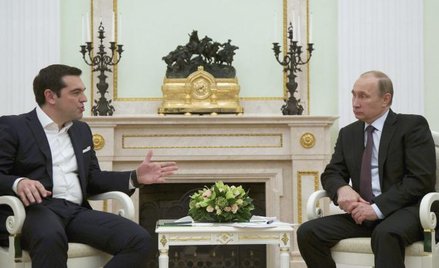 Aleksis Cipras w czasie rozmowy z prezydentem Władimirem Putinem