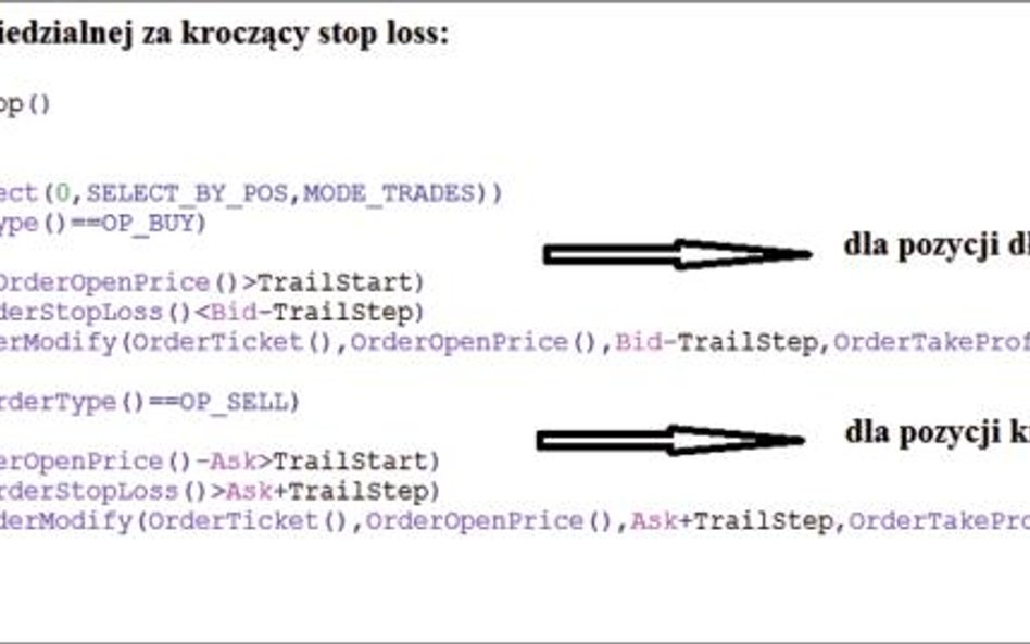 Część 9: Programujemy mechanizm stop lossa kroczącego. Poruszamy też kwestię zmiennych zewnętrznych.