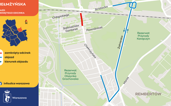 Mapa objazdów w rejonie ul. Chełmżyńskiej