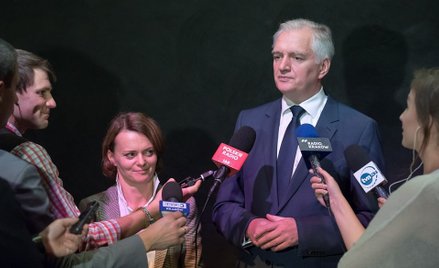 Wicepremier Jarosław Gowin i rekomendowana przez niego kandydatka na prezydenta Krakowa Jadwiga Emil