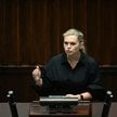 Minister edukacji Barbara Nowacka na sali plenarnej Sejmu w Warszawie