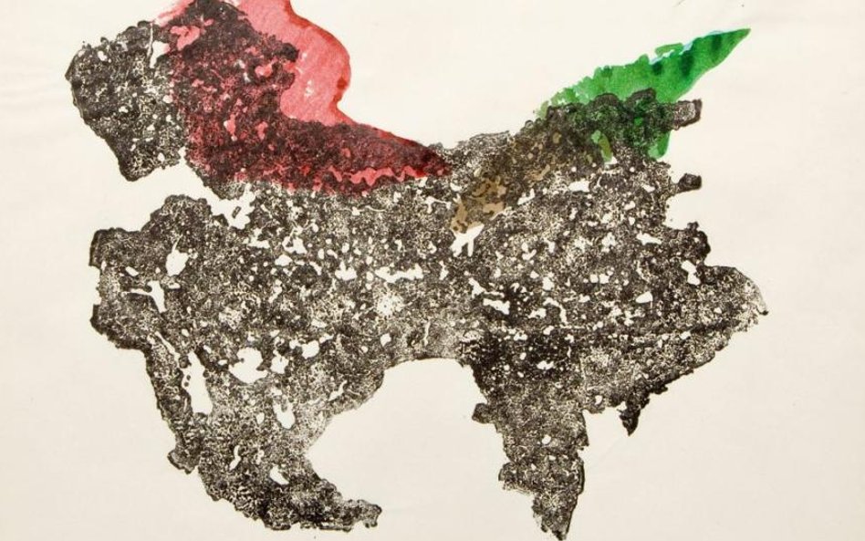 Alina Szapocznikow *** (4), 1960 litografia z interwencją barwną, 20,7 x 21,2 sygn. l.d.: 127; p. d.