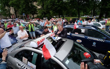 Protest taksówkarzy w Poznaniu