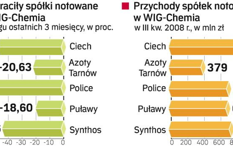 SŁabe wyniki branŻy chemicznej. W ciągu ostatnich trzech miesięcy giełdowy wskaźnik WIG-chemia strac