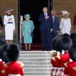 3 czerwca. Powitanie w pałacu Buckingham w Londynie. Od lewej: pierwsza dama USA Melania Trump, król