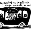 Komentarz rysunkowy. Czerwony autobus