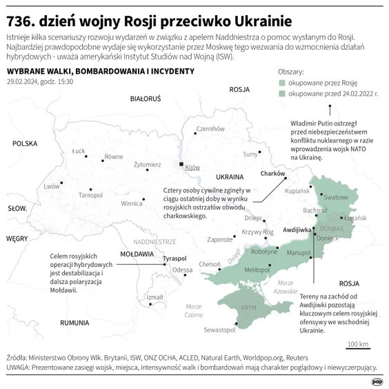 Tak wyglądała sytuacja na froncie na Ukrainie w 736. dniu wojny