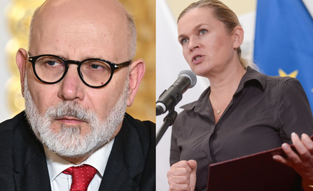 Szef Krajowej Rady Radiofonii i Telewizji Maciej Świrski i Minister Edukacji Narodowej Barbara Nowac