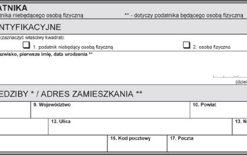 Część B – Dane podatnika