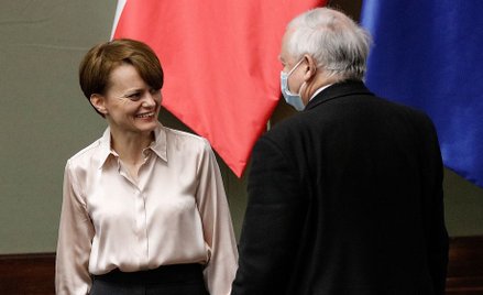 Wicepremier Jadwiga Emilewicz z Porozumienia i prezes PiS Jarosław Kaczyński