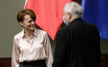 Wicepremier Jadwiga Emilewicz z Porozumienia i prezes PiS Jarosław Kaczyński