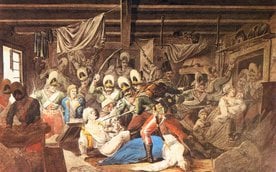 Rzeź Pragi autorstwa Aleksandra Orłowskiego (akwarela, 1810 r.)