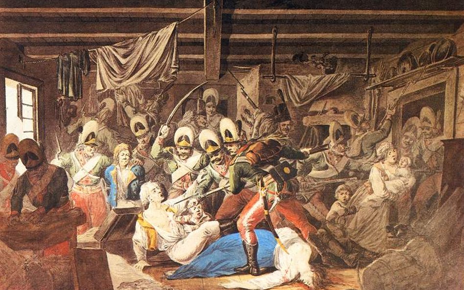 Rzeź Pragi autorstwa Aleksandra Orłowskiego (akwarela, 1810 r.)