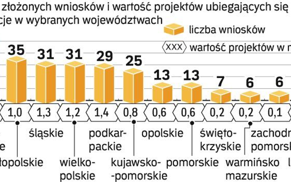 Najwięcej wniosków o dotacje na innowacje złożyły firmy z Mazowsza. Najmniej z woj. lubuskiego, któr