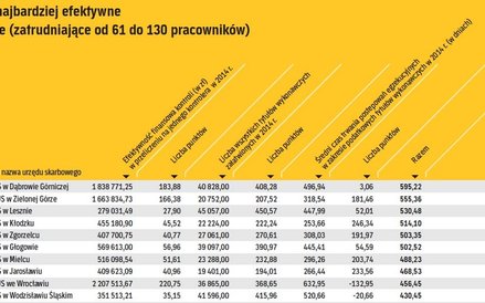 Najbardziej efektywne urzędy: średnie (zatrudniające od 61 do 130 pracowników)