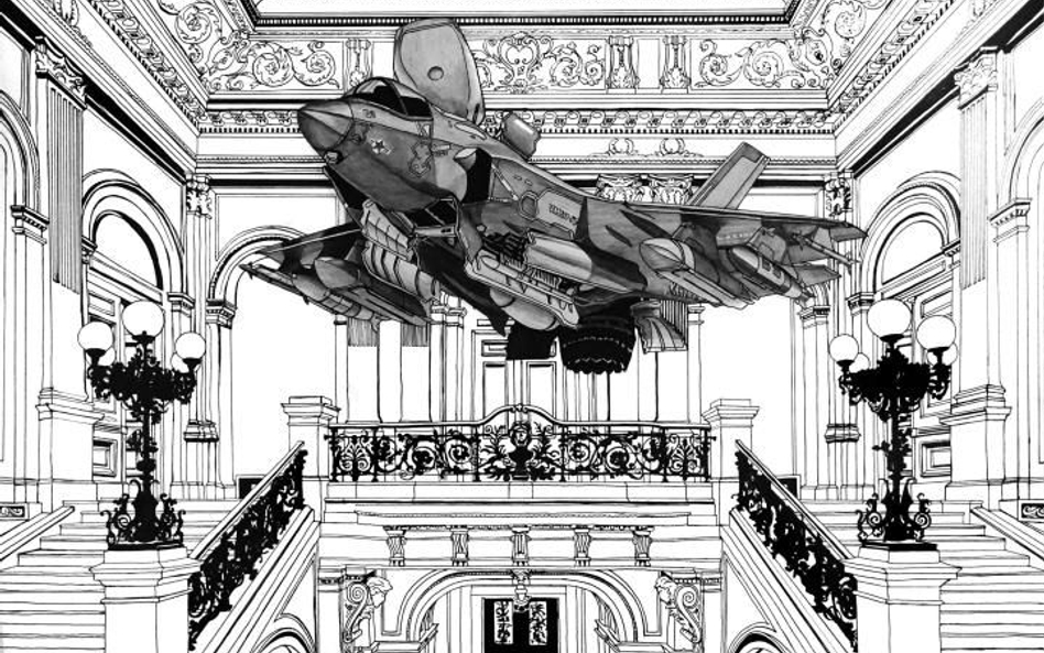 Mariusz Tarkawian, The Most Expensive Art Exhibition, 2017, tusz i ołówek na papierze,  50 x 70 cm