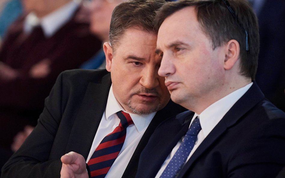 Szef NSZZ "Solidarność" Piotr Duda i minister sprawiedliwości Zbigniew Ziobro