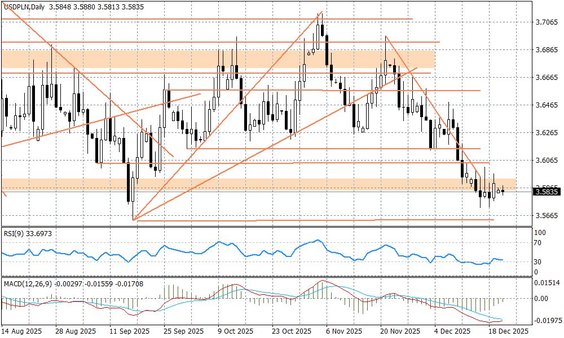 Wykres dzienny USDPLN