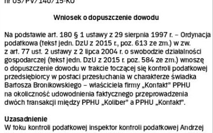 WZÓR wniosku o dopuszczenie dowodu