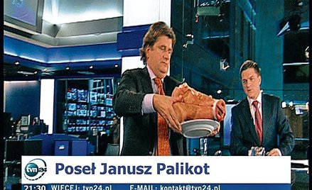 Palikot ze świnią w telewizji