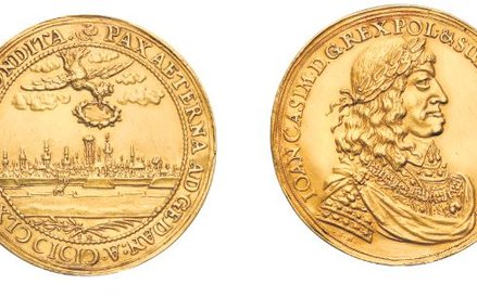 Moneta króla Jana Kazimierza ma cenę 150 tys. zł, przedstawia panoramę Gdańska