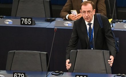 Europoseł Mariusz Kamiński na sali obrad Parlamentu Europejskiego w Strasburgu