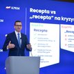 Premier Mateusz Morawiecki podczas konferencji prasowej dotyczącej budżetu na 2023 rok.