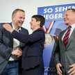 Dwoje współprzewodniczących AfD: Joerg Meuthen (z lewej) i Frauke Petry oraz meklemburski działacz L