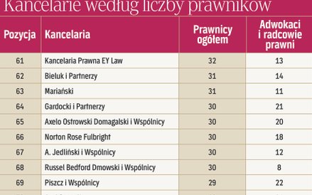 Kancelarie według liczby prawników