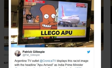 Argentyna: Telewizja wita premiera Indii wizerunkiem Apu z "Simpsonów"
