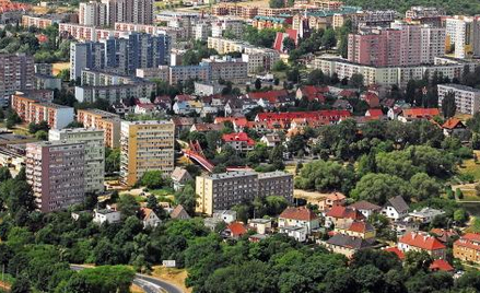 Szczecin. W starym portowym mieście pełnym zieleni pstrokate, wielkie bloki ustawione wobec siebie b