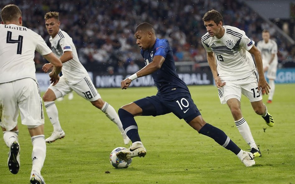 Kylian Mbappe w czasie meczu Niemcy-Francja rozgrywanego w ramach grupy Dywizji A Ligi Narodów