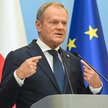 Premier Donald Tusk podczas konferencji prasowej w KPRM w Warszawie