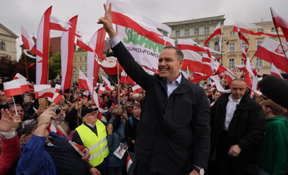 Karol Nawrocki podczas spotkania z wyborcami w Bydgoszczy