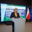 Minister klimatu i środowiska Paulina Hennig-Kloska podczas konferencji prasowej w siedzibie resortu