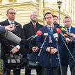 Wicemarszałek Sejmu Krzysztof Bosak i posłowie Konfederacji Roman Fritz, Grzegorz Braun i Krzysztof 