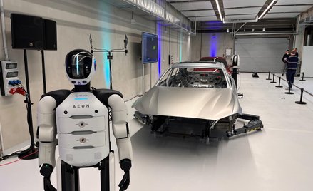 Humanoidalny robot AEON wyprodukowany przez Hexagon, który rozpoczyna pracę w fabryce BMW w Lipsku.
