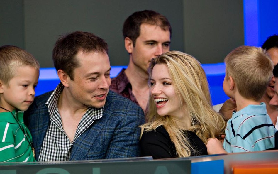 Elon Musk z zoną Talulah Riley i synami