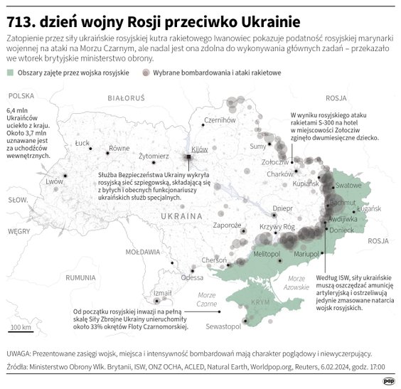 Tak wyglądała sytuacja na froncie na Ukrainie w 713. dniu wojny