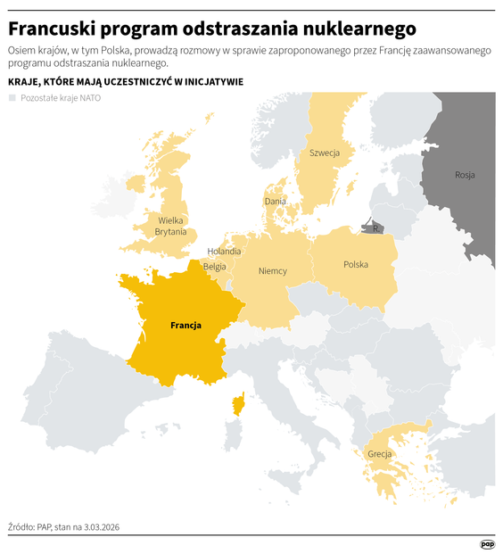 Prezydent Francji Emmanuel Macron przedstawił wizję nowego francuskiego odstraszania nuklearnego, pr