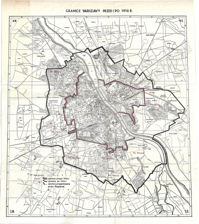 Do 1916 roku Warszawa była zamknięta w granicach zbliżonych do dzisiejszego Śródmieścia i starej czę