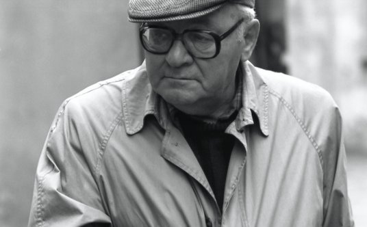 Gustaw Herling-Grudziński w Krakowie 1994, mat. promocyjne wyd. Austeria