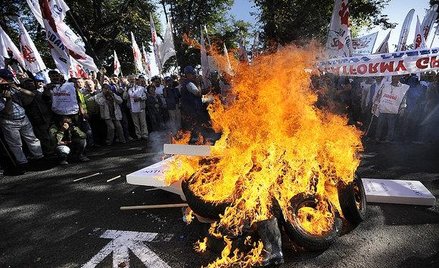 Manifestacja związkowców w Szczecinie