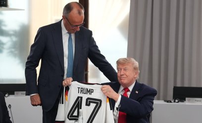 Kanclerz Niemiec Friedrich Merz i prezydent USA Donald Trump